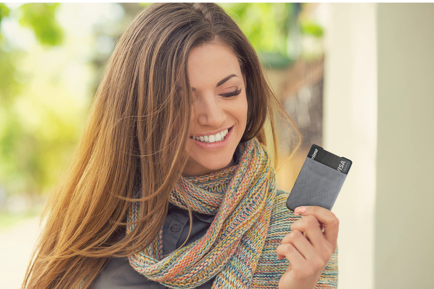 Modern Carry Elastic Minimal Card Holder, Minimalist Wallet for Men & Women, Credit Card & Business Card Holder, Slim Credit Card Wallet - Ultra Thin w/ 2 Card Slots (Gray)