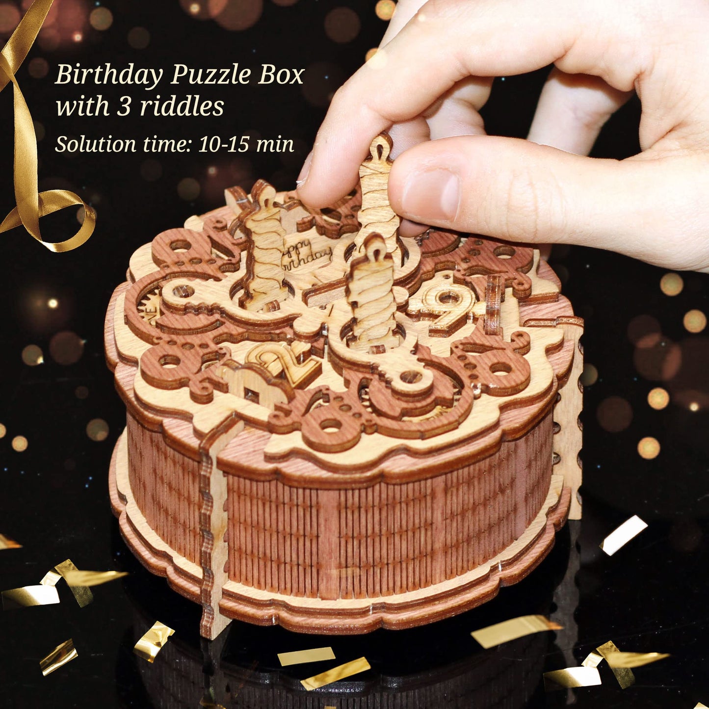 iDventure Birthday Cake Puzzle Box ā 3D Gift Box for Adults ā Money Holder Puzzle Game ā Escape Room Brain Teaser for Men & Women