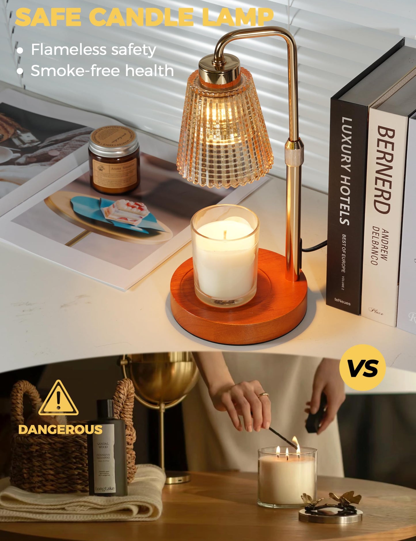GODONLIF Candle Warmer Lamp with Timer Dimmable, Birthday Gifts for Women Mom, House Warming Gifts New Home Decor, Wax Melt Warmer for Jar Candles with 2 Bulbs