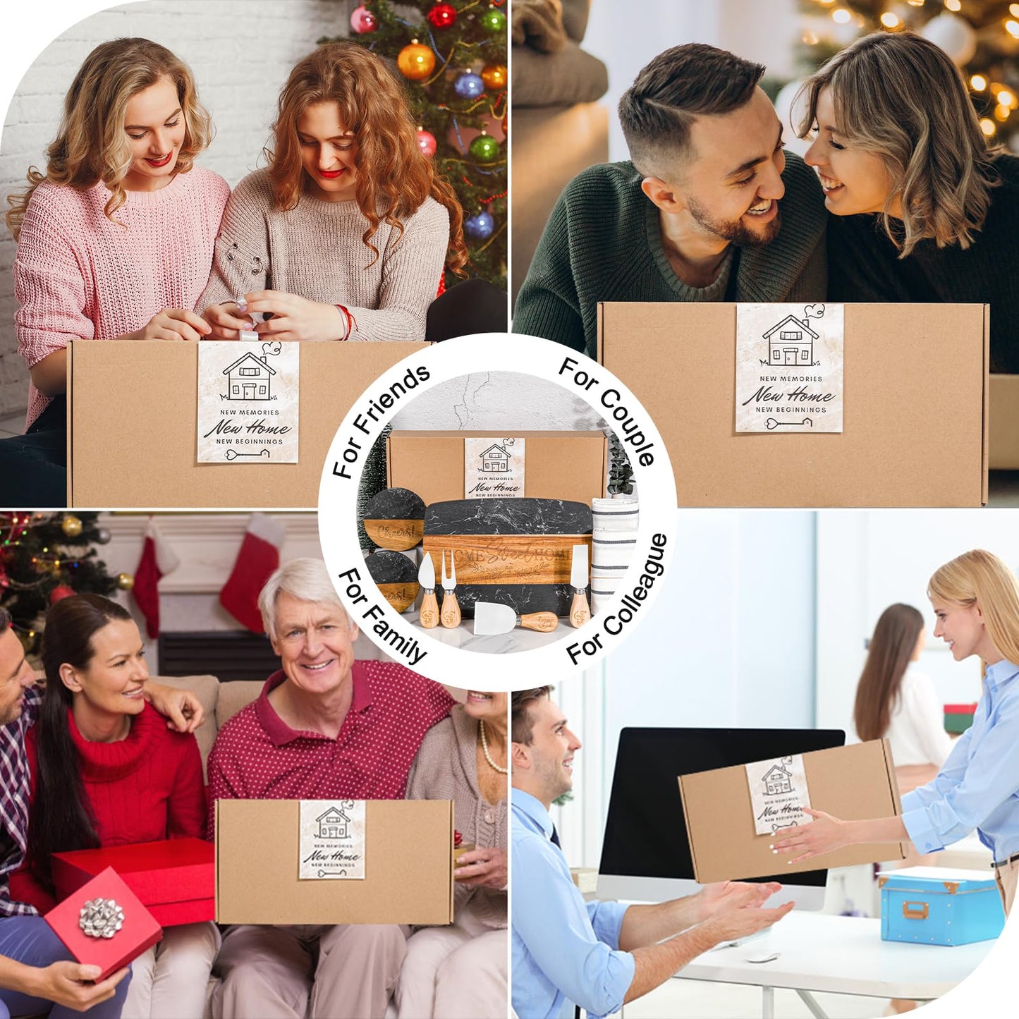 House Warming Gifts New Home,11 Pcs Housewarming Gifts Basket for New House,Unique Housewarming Gift Baskets for Couples, Clients, Women (Black Marble)
