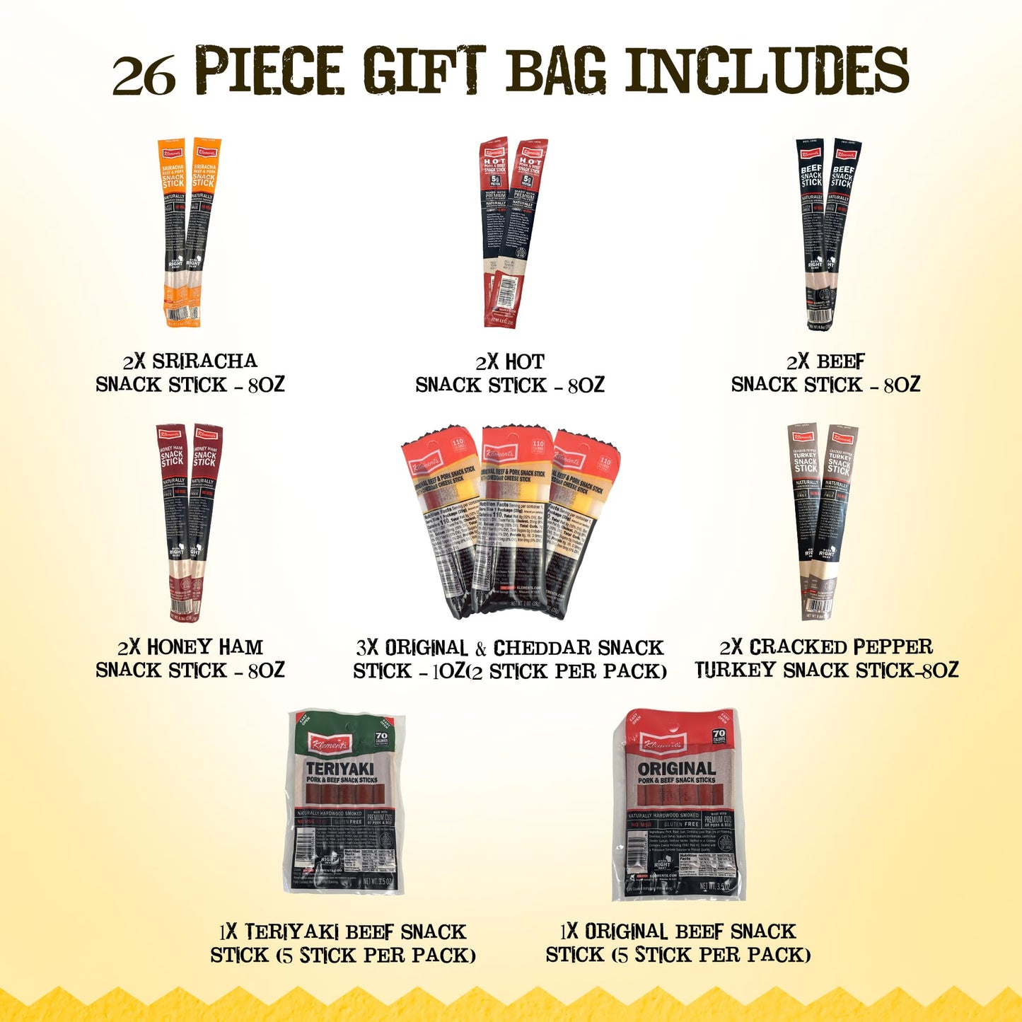 Jerky.com 26pc Meat Sticks Variety Pack | Beef Jerky Gifts for Men | Low Sugar & High Protein | Gluten Free & Keto Meat Sticks | Pork, Turkey, Ham Beef Jerky Sticks & Cheese Sticks | Birthday Gifts for Men