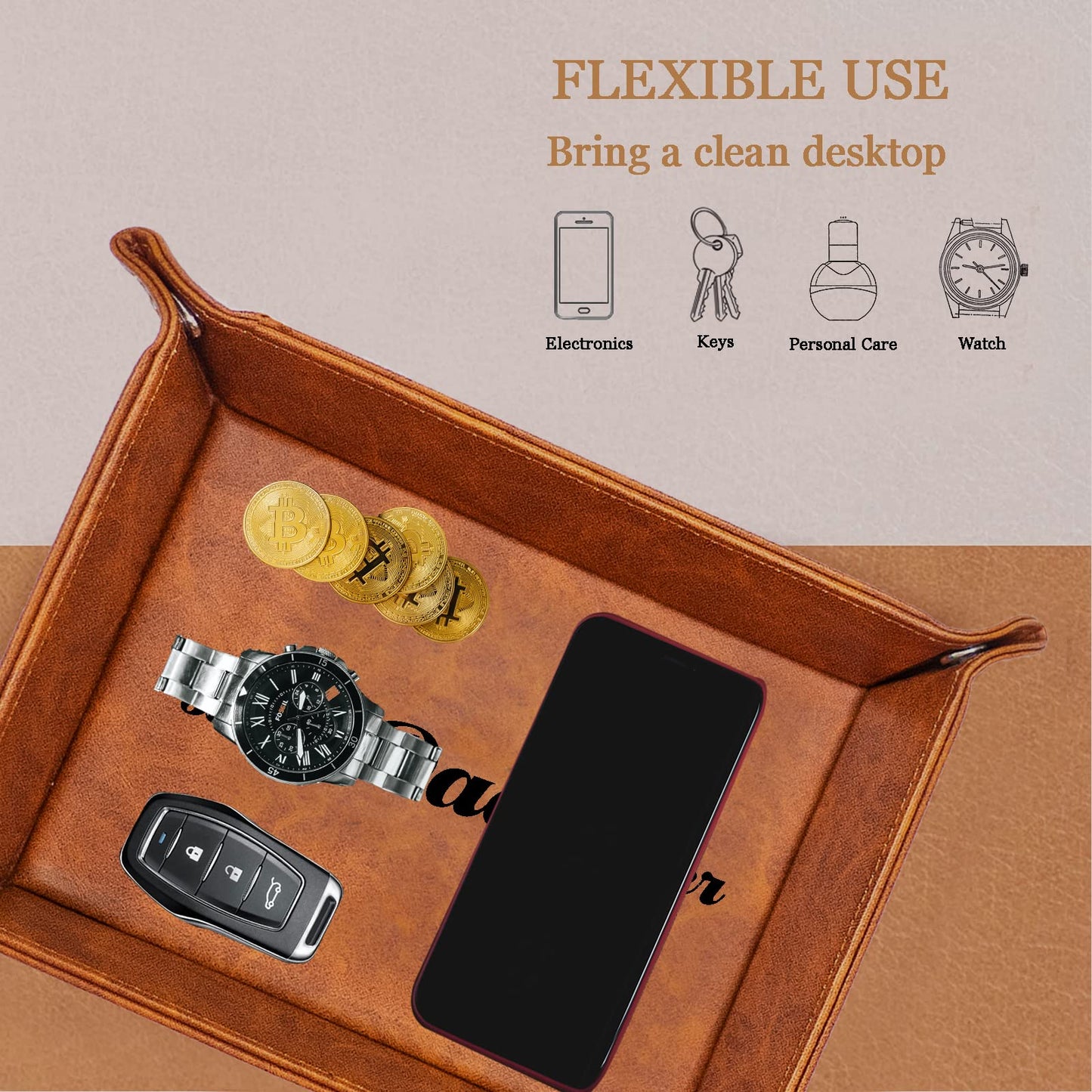 Best Dad Ever Gifts for Dad from Daughter Son Kids,Cool Christmas Birthday Gifts for Dad Who Wants Nothing, Men Valet Tray & Keychain