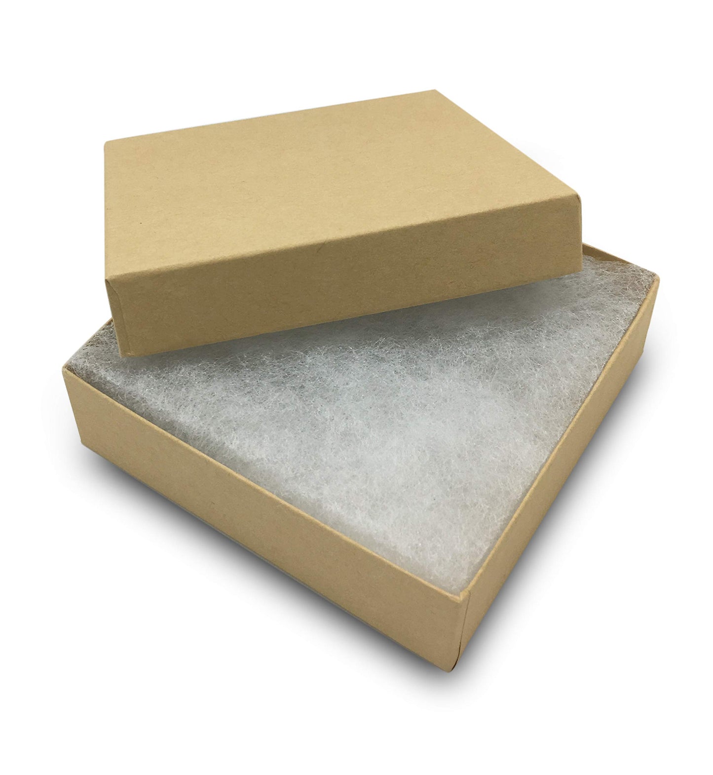 TheDisplayGuys - 100-Pack #33 Cotton Filled Cardboard Paper Jewelry Boxes Gift Case - Kraft Brown (3.5" x 3.5" x 1.0") - for Shipping or Storage