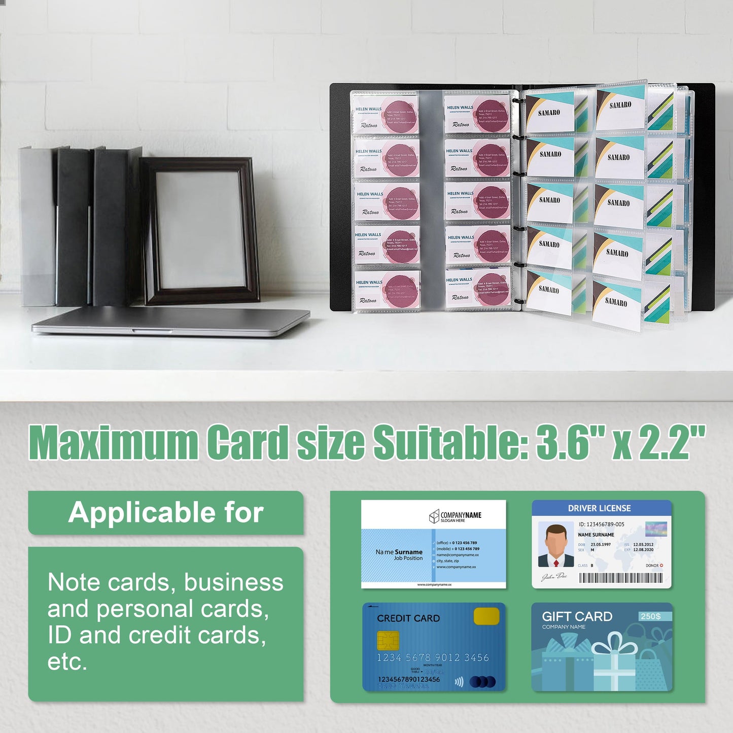 MyLifeUNIT Business Card Book, Name Card Holder Book with 600 Business Cards Capacity, Credit Card Book File Storage (Black)