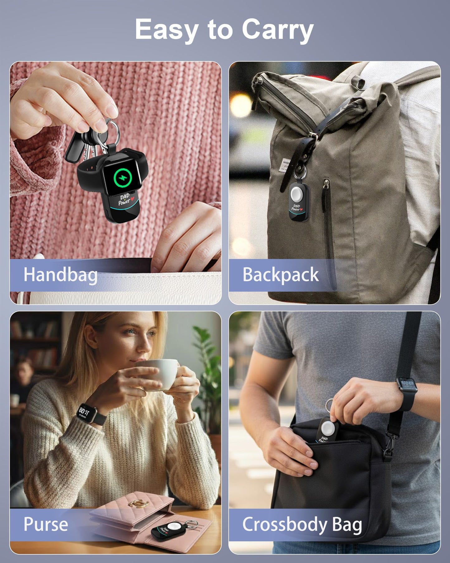 Dad Gifts for Father Day Power - Portable Charger Keychain for Apple Watch Power Bank Dad Gifts, Magnetic Wireless Charging Compatible with iWatch, Travel Essential Gift for Men