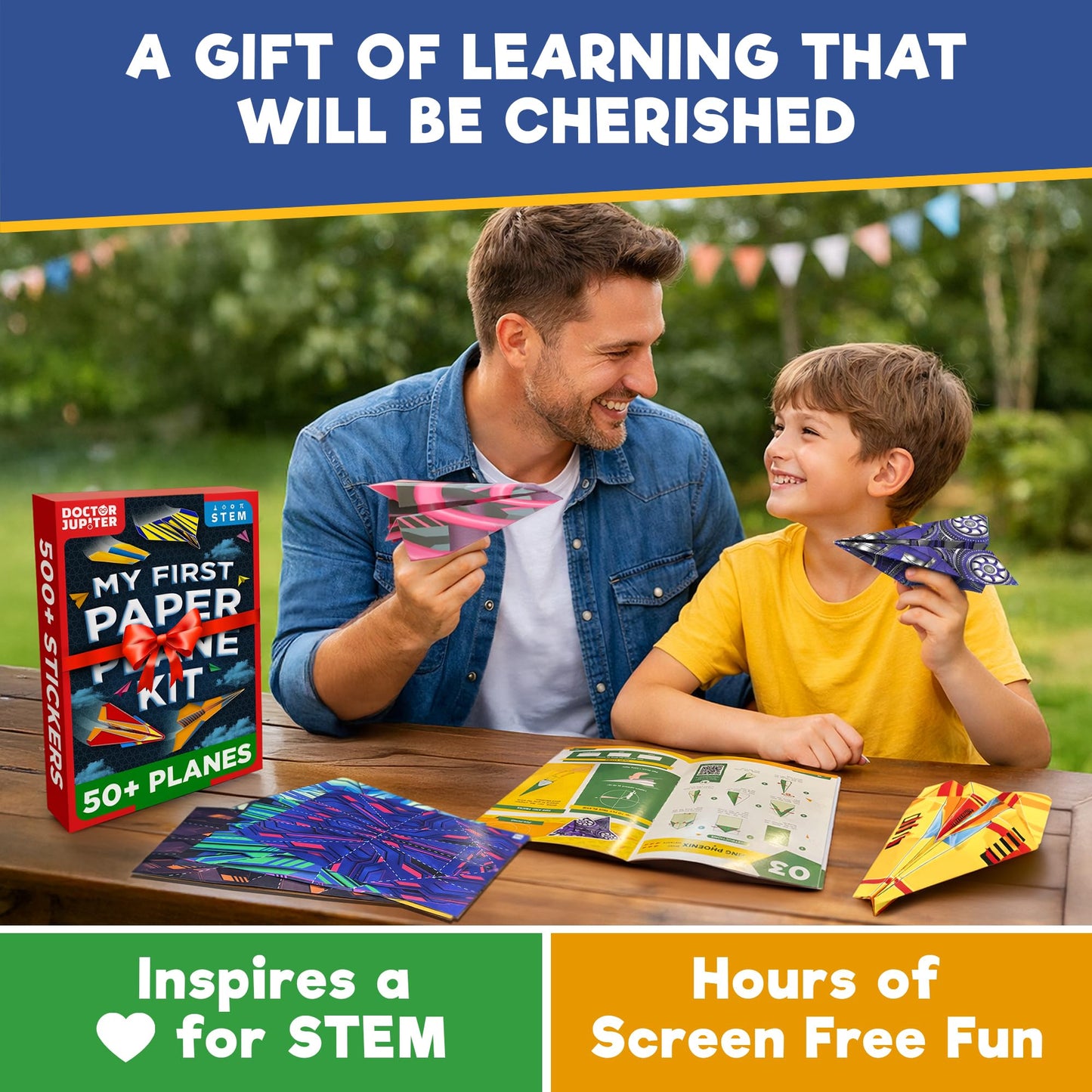 Doctor Jupiter My First Paper Airplane Book Kit for Kids Ages 6+ | Make & Fly 50+ Paper Airplanes with 500+ Stickers |Birthday Gift Ideas for 6-7-8-9-10 Year Old Boys & Girls | Airplane Toy, Craft Kit