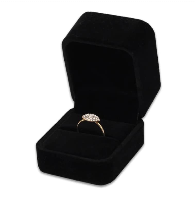 Niche-Finds Black Velvet Ring Box – Luxury Soft Velvet Jewelry Gift Box for Engagement, Wedding, Proposal & Storage (2.5″ Square)