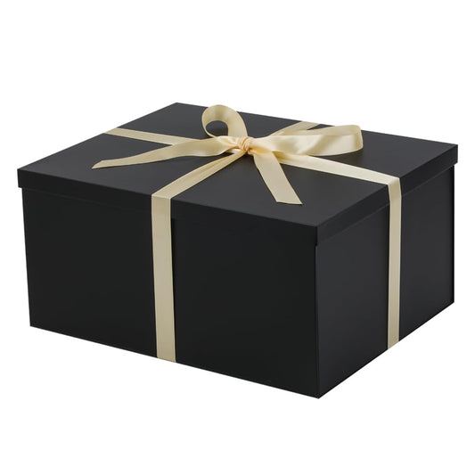 UoeRing 1Pcs Black Extra Large gift box with lids 16.5×13×8 Inches gift boxes for presents,Birthday Box (include Ribbon, Paper Shred Filler Gift Card & Envelopes)