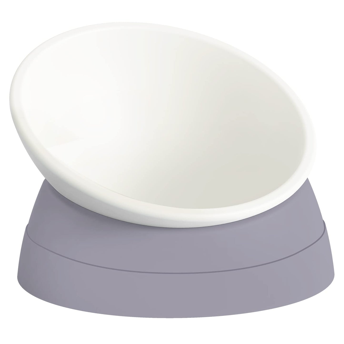 Hi, Ravitat Elevated Cat Bowl, Adjustable Raised Slanted Food Bowl for Cats and Small Dogs, Wide Shallow PP Dish with TPR Non Slip Base, Whisker Friendly, 17 oz