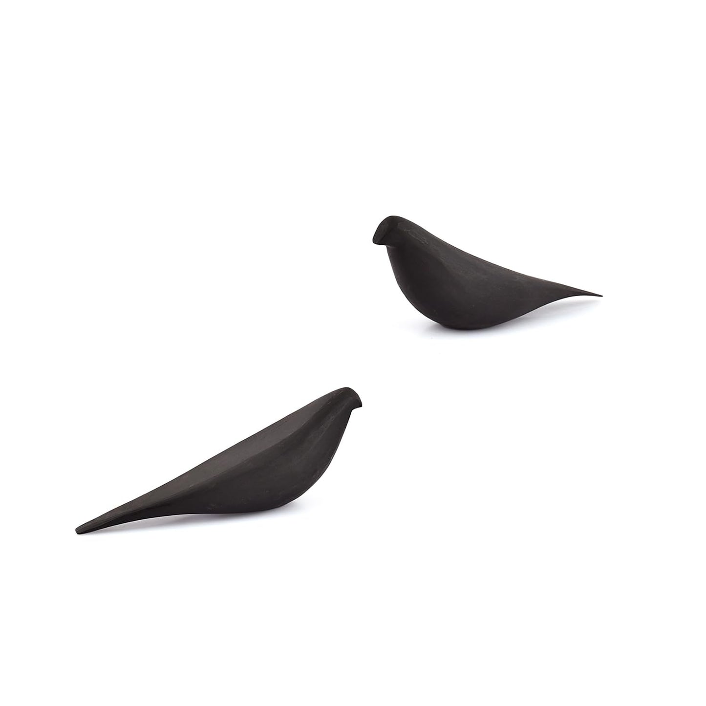Kaizen Casa Statues Black Acacia Wood Bird Set of 2 Decorative Sculptures for Home Décor, Modern Black Bird Ornaments for Living Room, Office (8.25'' X 2.5'' X 3.25'')