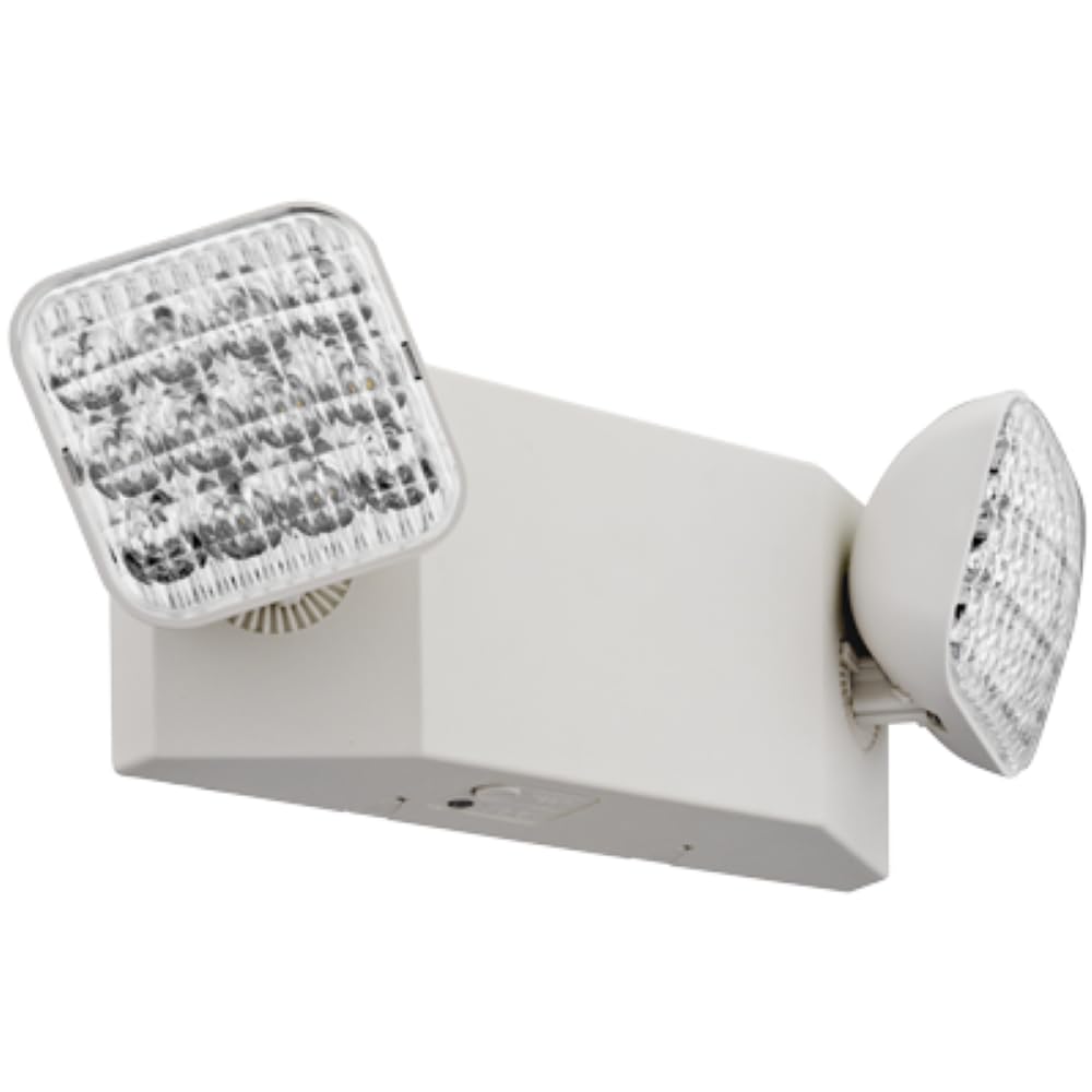 Lithonia Lighting Basics LED Emergency Light, Emergency Lighting with Dual Adjustable LED Lamp Heads, Wall Mount, Damp Location Rated, 90-Minute Backup, 120/277V, White (EU2C M6)