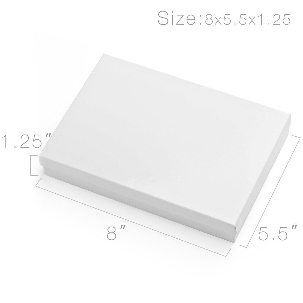 MESHA 8x5.5x1.25 20 Cotton Filled White Jewelry Gift Boxes, Kraft Cardboard Jewelry Boxes, JewelryBox for Small Business & Wearable Nails Enhancement