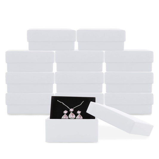 Coobbar Necklace Earring Ring Box Gift Box,12 Pieces Square Cardboard Jewelry Gift Boxes,Cotton Filled Cardboard Paper Jewelry Box Gift Case (2.75x2.75x1 Inches) (White)