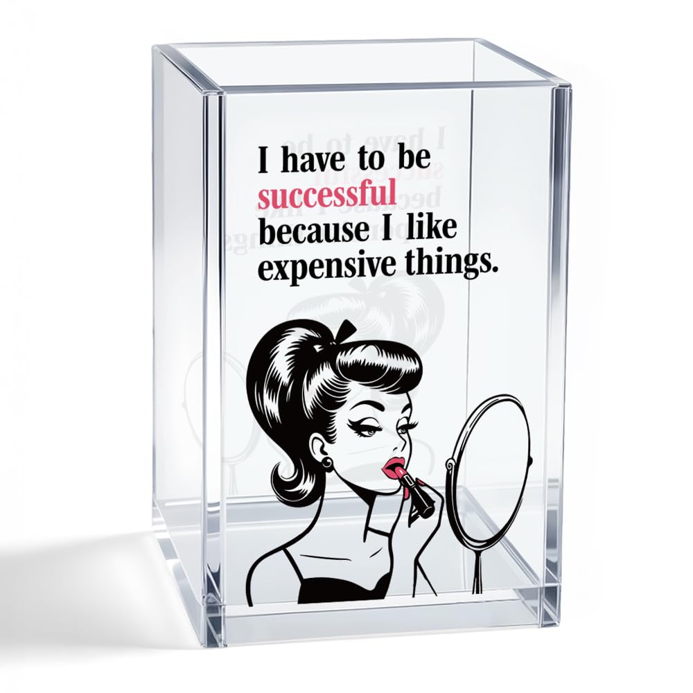 Mhfpl I Have To Be Successful Acrylic Cosmetic Pencil Pen Holder Cup, Inspirational Quote Gifts for Daughter Niece Friend, Career Woman Motivation Gifts for Makeup Artist Entrepreneur Coworker Boss