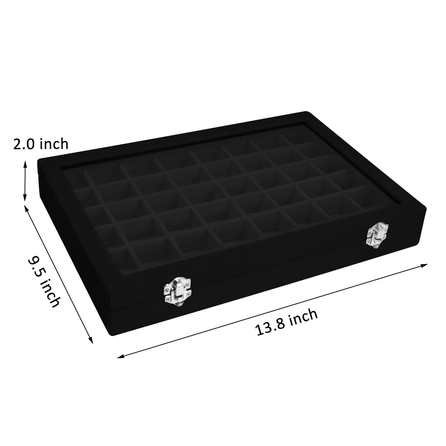 Vicoter Velvet Jewelry Tray 48 Compartments Jewelry Display Organizer with Transparent Cover Rings, Earrings, Necklaces, Pendants Storage Box for Girls, Wives, Mothers, Women