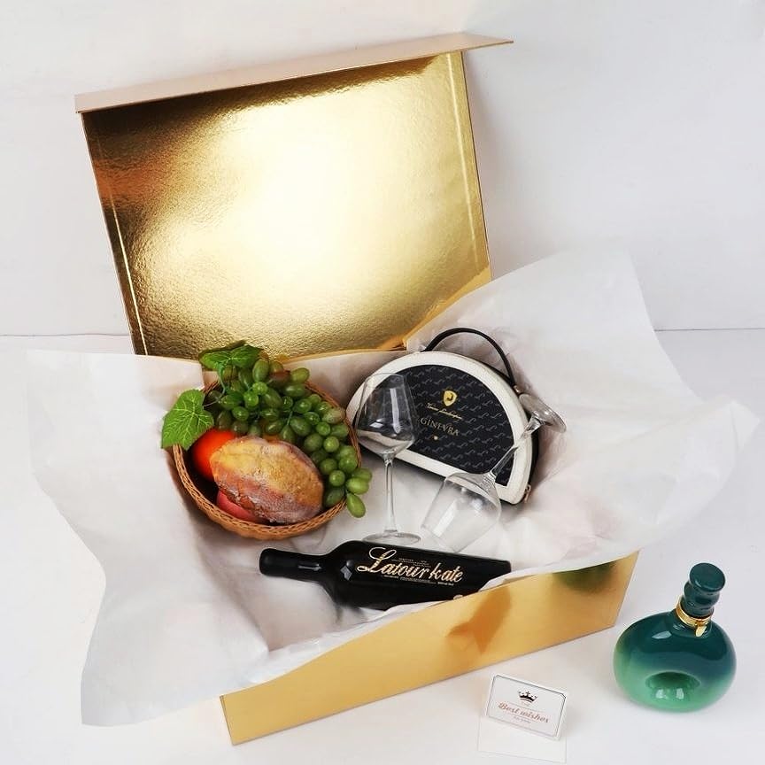 UoeRing 1 Extra Large Gold Gift Box 20x16x7 inch Luxury Gift Box for Presents with Magnetic Closure Lid Collapsible,Birthday,Christmas,Contains Card, Ribbon,Tissue Paper,Shredded Paper Filler