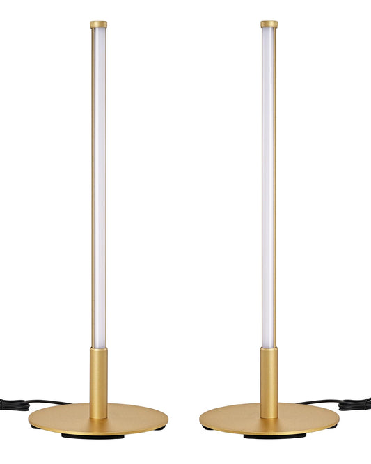 EDISHINE Upgraded LED Table Lamp Set of 2, Stepless Dimmable Bedside Lamps with Metal Finish & 3 Color Temperature, 6W Modern Desk Lamps, Gold Nightstand Lamp for Bedroom, Living Room, Corner, Gift
