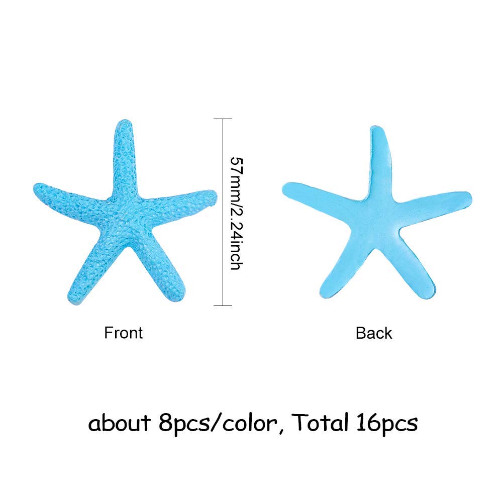 PH PandaHall 2.2 Inch Pencil Finger Starfish, 16pcs Starfish Ornaments Resin Nautical Coastal Beach Ocean Flatback Ornaments for Beach Wedding Party Christmas Tree Halloween Home