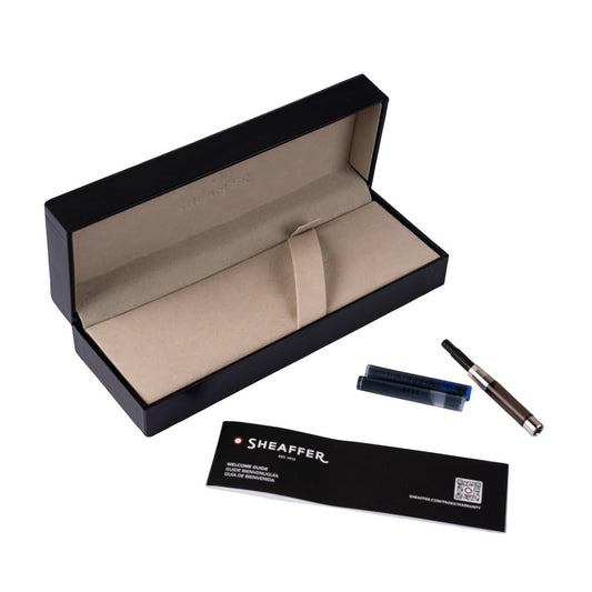 Sheaffer 300 Glossy Blue Lacquer Fountain Pen with Chrome-Plated Trim and Medium Nib