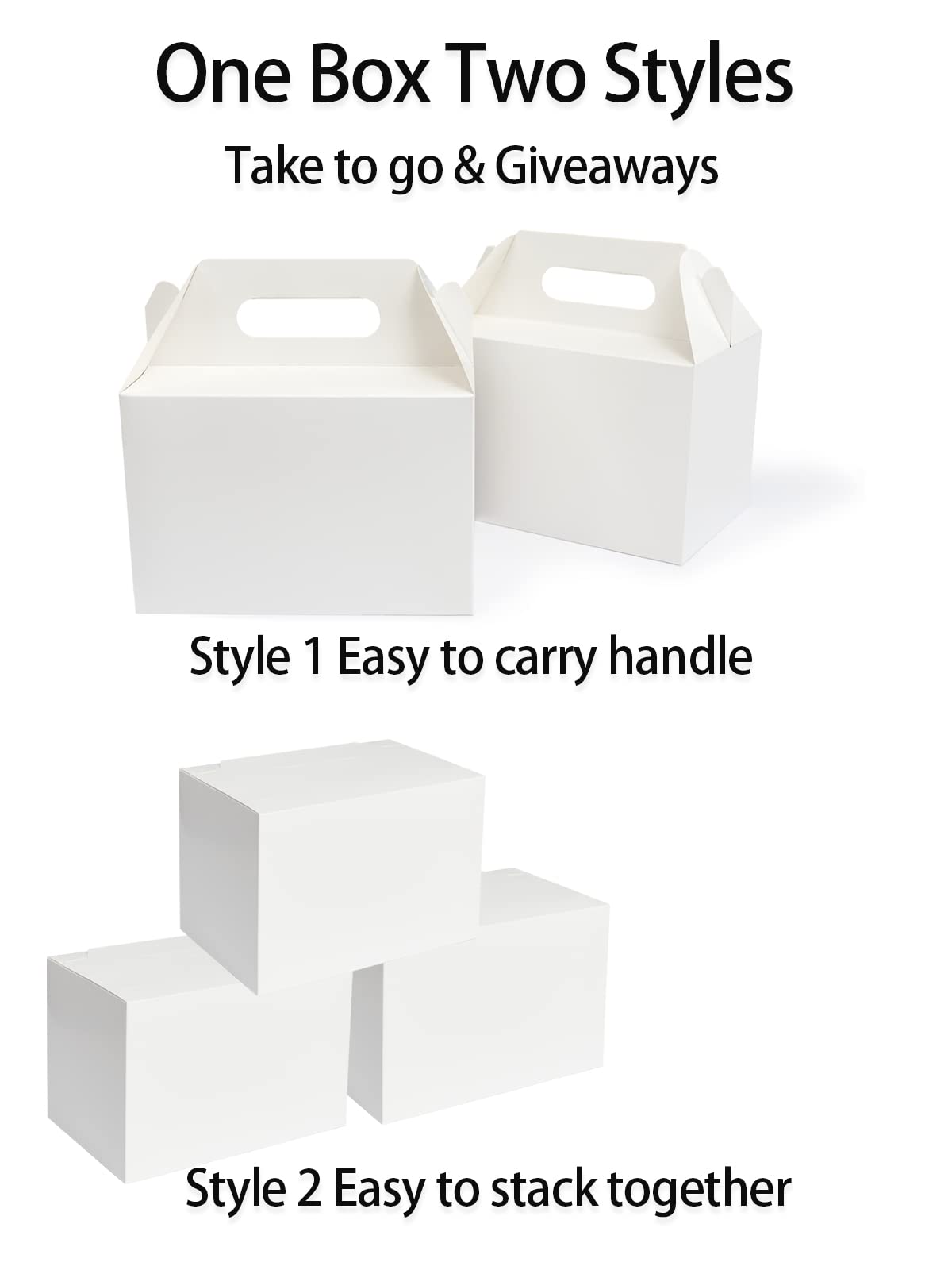 Happyhiram 30 CT Large Welcome Boxes with Handles White, 9x6x6 Gable Gift Easter Boxes Cardboard Paper Party Favor Boxes Barn Style Carry Out Box Recyclable Paper Gift Packaging Boxes for Food Box Lunch Cookies Donuts Baby Shower Bridal Shower Wedding