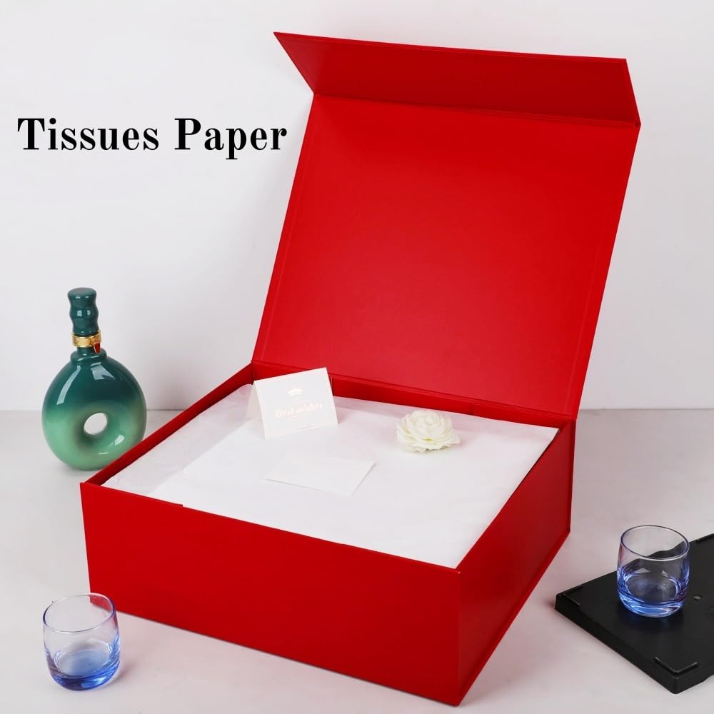 UoeRing 1 Extra Large Red Gift Box 20x16x7 inch Luxury Gift Box for Presents with Magnetic Closure Lid Collapsible,Birthday,Christmas,Contains Card, Ribbon,Tissue Paper,Shredded Paper Filler