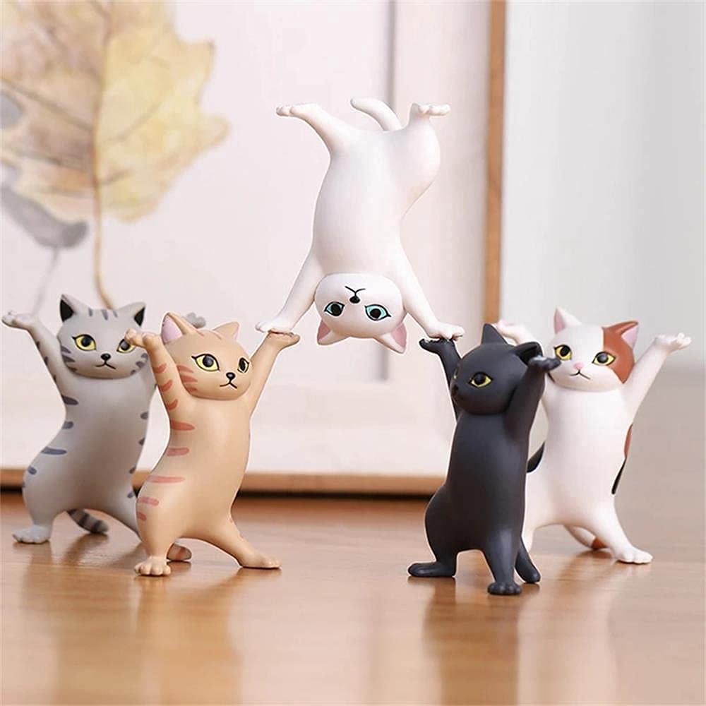 ATHAND Gifts for Women,Cute Pen Holder Desk Accessories for Men Women, Kawaii Dancing Cat,Funny Home Office Decor,Desk Gifts for Coworkers(5 Cats Set)
