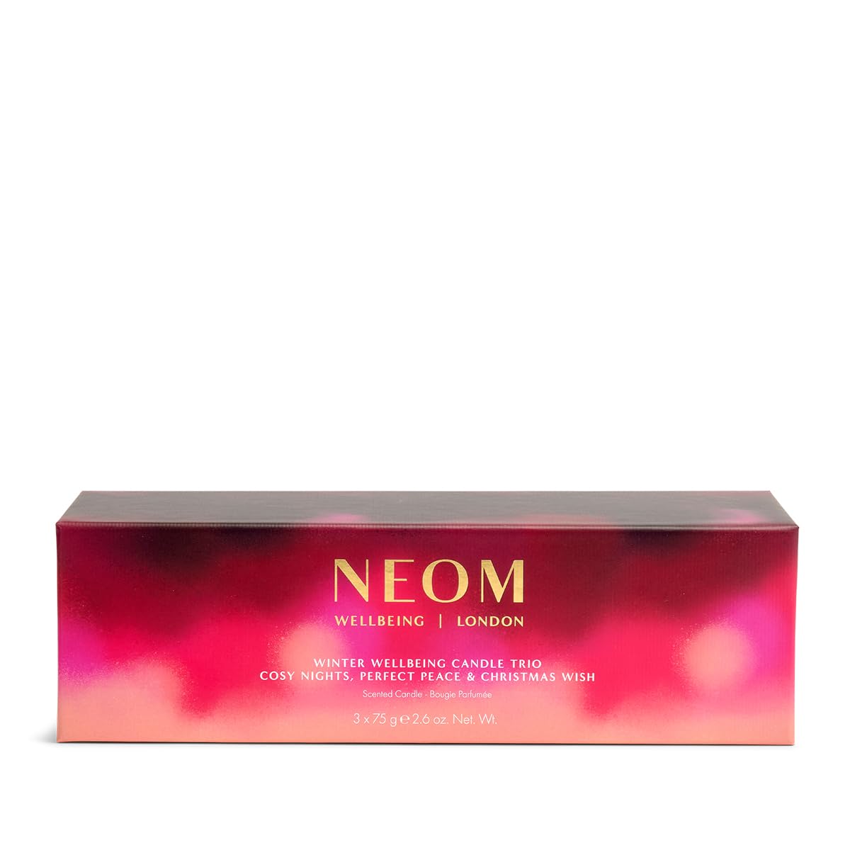 NEOM- Winter Wellbeing Candle Trio Gift Set I 3 x 75gram Candles I 100% Natural Fragrance I Cosy Nights, Christmas Wish & Perfect Peace Candles