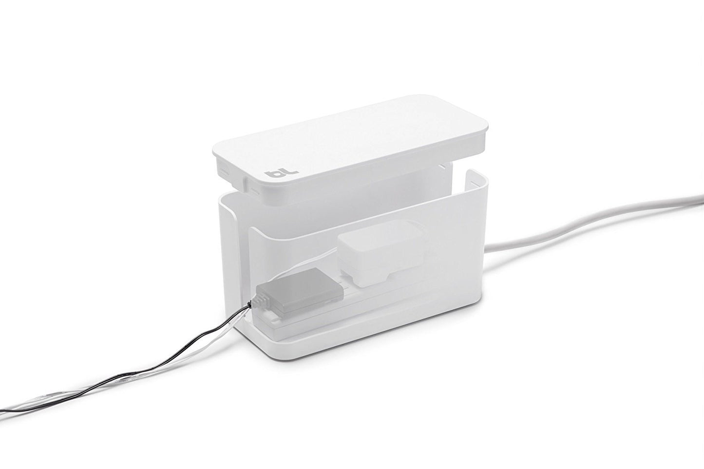 Bluelounge CableBox Mini White - Cable Management - Small Surge Protector Included
