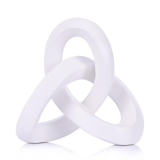 White Knot Decor Sculpture, Modern Abstract Resin Decorative Sculpture for Coffee Table Decor for Living Room, Bookshelf Decor, Entryway Table Sculptures, Office Decor for Shelves, White Home Decor
