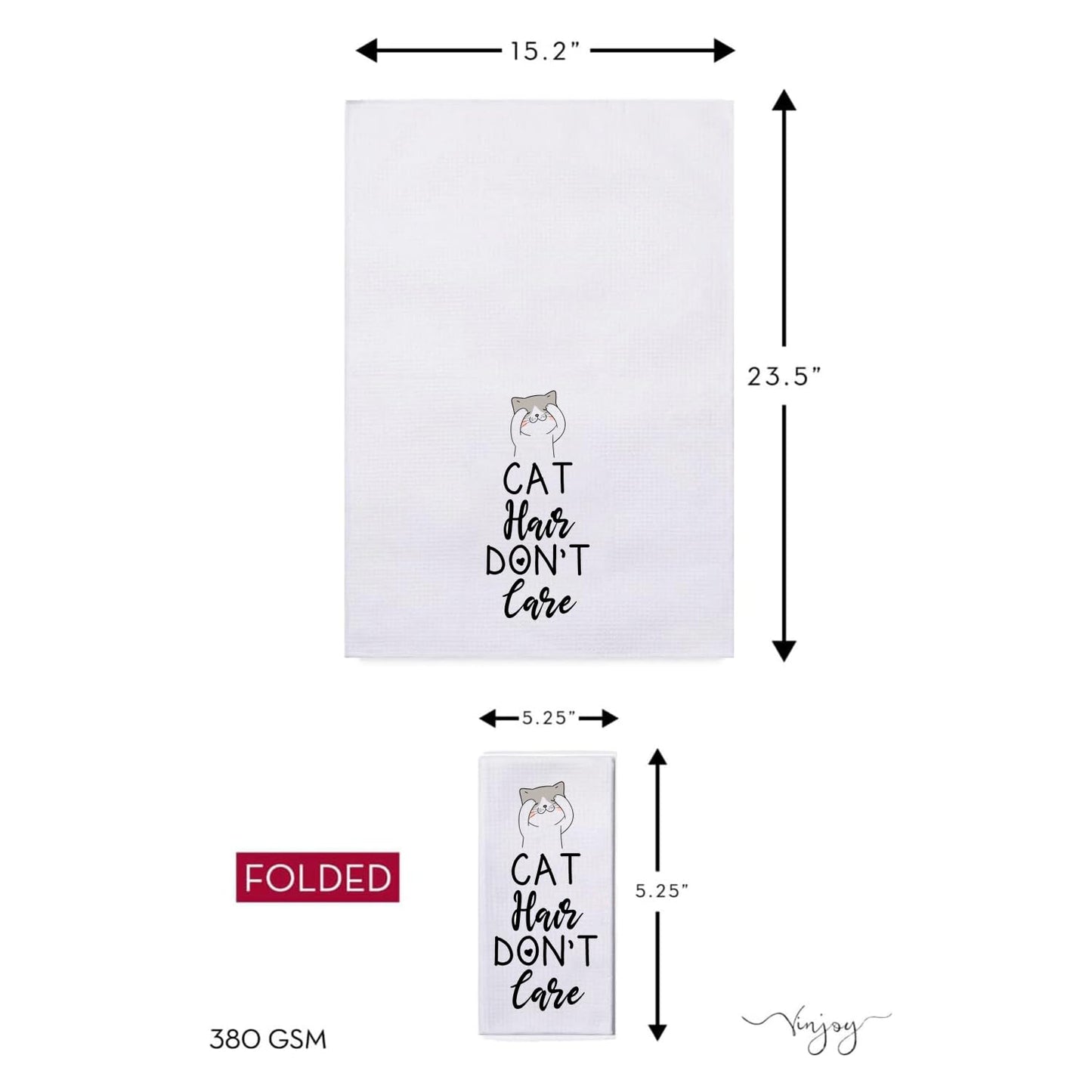 Vinjoy Funny Cat Puns Kitchen Dish Towels Set of 4 – Microfiber Waffle Tea Towels – Housewarming Gifts, Cat Lady Kitchen Gifts, Decorative and Functional Funny Towels for Home, Wedding, Secret Santa