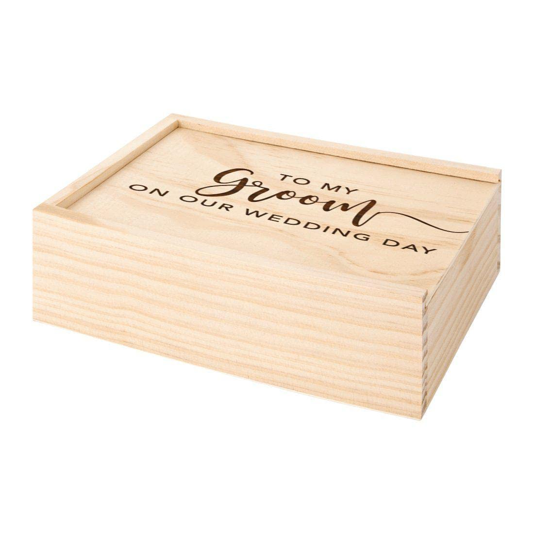 Koyal Wholesale Engraved Wood Groom Gift Box from Bride Wedding Day Gift for Groom, Husband, or Fiancé Sentimental Keepsake Box, Perfect Groom Gifts from Bride for Wedding Morning Boudoir Photo Box