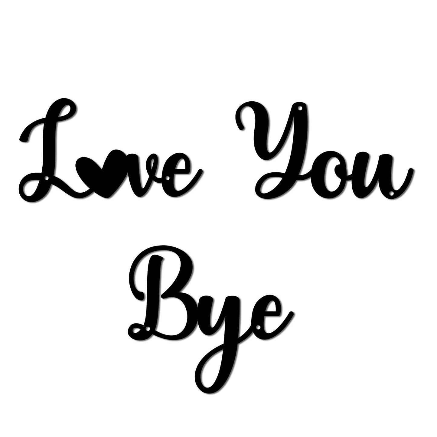 Pinetree Art Love You Bye Metal Signs Above Door for Home, Black Decorative Word Art, Modern Rustic Farmhouse Wall Sculptures for Hallway Entryway - Gifts for Family (Black 3)