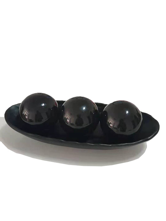 Home Decor Tray and Orbs Balls Set of 3,Ideal Gift for Weddings Special Occasions and for Decorative Accents Centerpiece in Your Living Dining Room Coffee Table,Spheres House Decorations