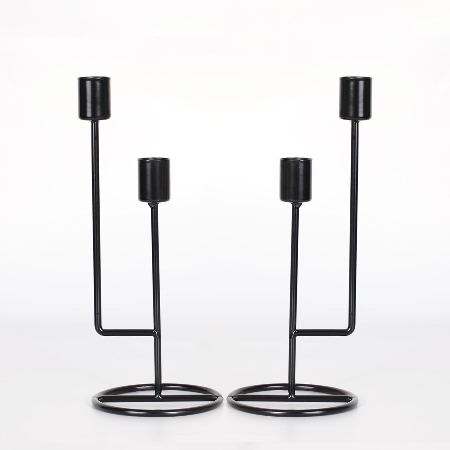HAVITI Double-Headed Candle Holder, Black Tall Candlestick Holder, Set of 2 Taper Candle Holders for Halloween Christmas Wedding Centerpiece Dining Fireplace Mantle Home Decor