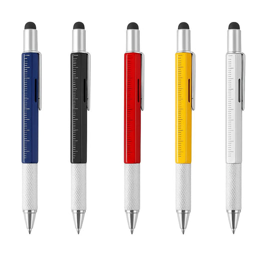 5 Pack Multi Tool Pens, 6-in-1 Gadget for Men with Stylus, Ruler, Screwdrivers, Level & Ballpoint, Unique Dad Gifts for Men Who Have Everything, Father's Day Gift for Husband, DIY Tool Pen Set