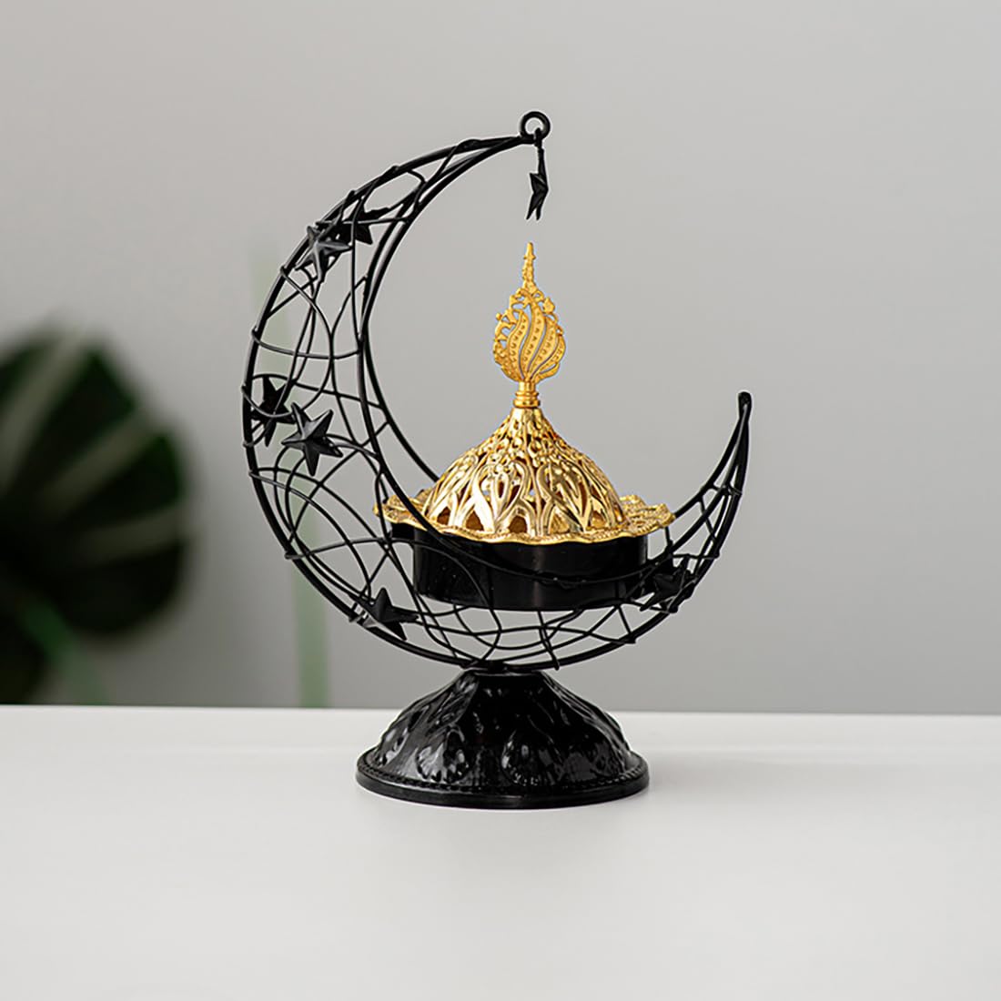 Metal Greek Incense Burner Antique Arabic Incense Censer Pot Metal Candlestick Candle Stand Incense Bowl for Aromatherapy Yoga Spa Home Decor (Black)