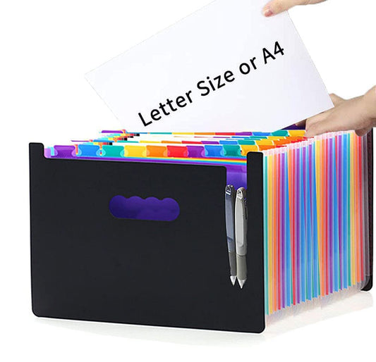 YXQ 36 Pockets Expanding File Folder, Large Capacity Portable Document Organizer A4 Letter Size Multicolored Accordion Filing Box for Office & Scool & Home