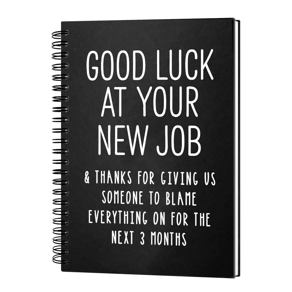 Msticey Good Luck At Your New Job 160 Blank Pages Hardcover Spiral Notebook, Going Away Gift for Colleague Coworker, Funny Coworker Leaving Gift, Goodbye Journal Gift, Farewell Gift for Coworker