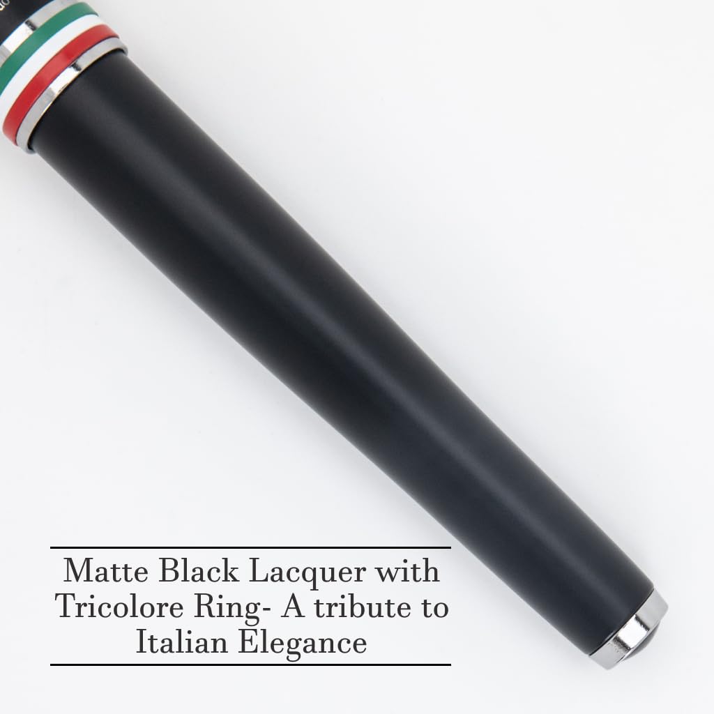 Monteverde USA Aldo Domani Italia Fountain Pen Matte Black – Fine Nib – Free Ink Bottle, Converter & Cartridges – German JoWo Nib – Gift-Boxed Luxury Pen