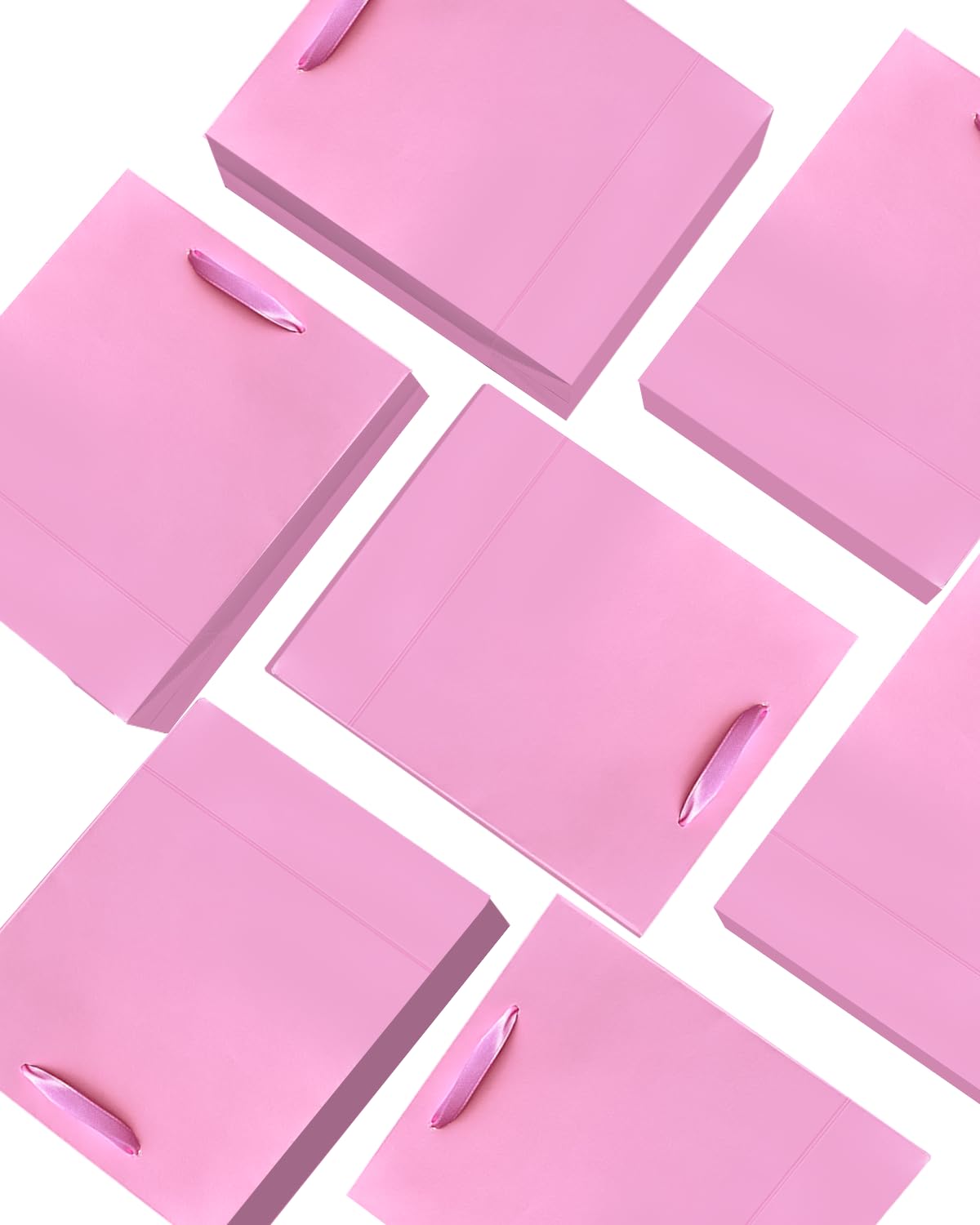 qiqee 24pcs Pink Gift Bags with Tissue Paper for Wedding, Birthday, Party Supplies-4.7"x6.3"x2.4" Small Size Cardboard Gift Bags（24pcs Bags + Tissue Paper ）