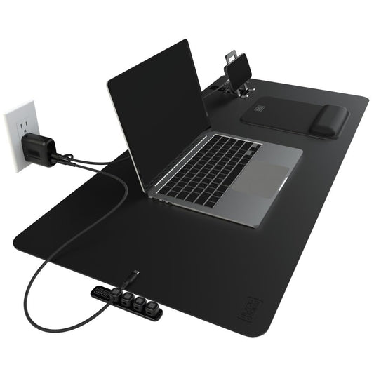 BLACK+DECKER Home Office Kit, 7 PCS Set, Desk Pad, 2-Port PD Charger, Ergonomic Mouse Pad, Phone Stand, Combo Cables, Cable Organizer, Workspace Accessories Perfect for Work-from-Home (Black)