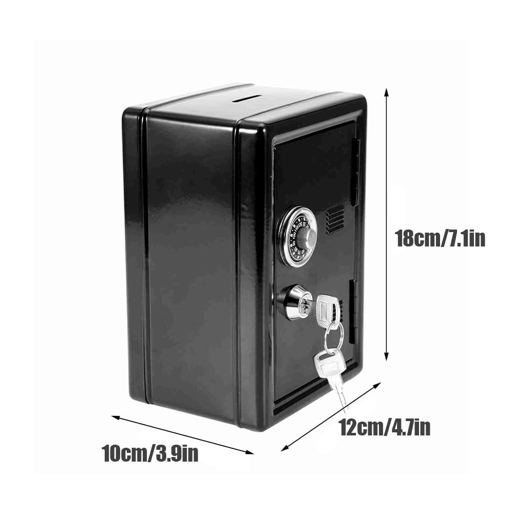 Joyzan Metal Piggy Bank, Mini Safe Coin Cash Locking Box Kid Money Saving Locker with 2 Keys Small Change Storage Jar Desktop Password Code Pot Saver Combination Lock Children Boys Girls Birthday Gift