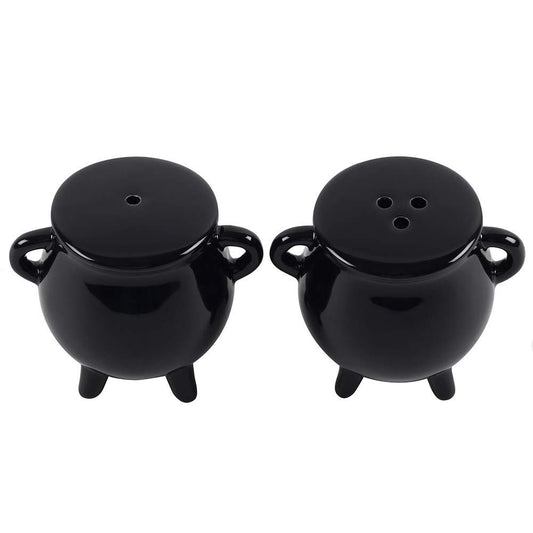 Pacific Giftware Witches Brew Black Ceramic Cauldron Salt and Pepper Set