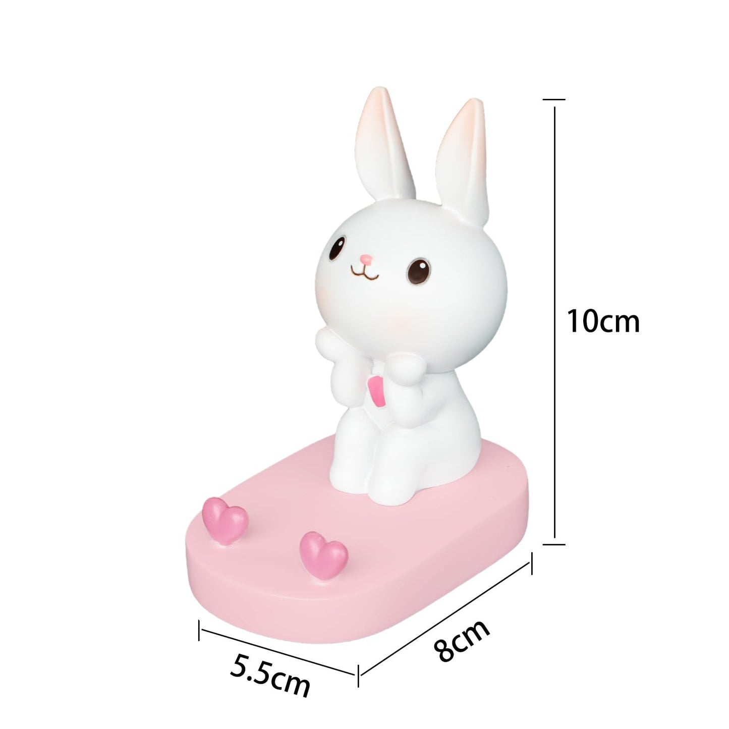 HKSICHENGKEJI Cute Bunny Phone Stand Holder Adorable Rabbit Cell Phone Stand Desk Decoration Ornament Funny Cartoon Animal Mobile Phone Holder Gift for Home Office