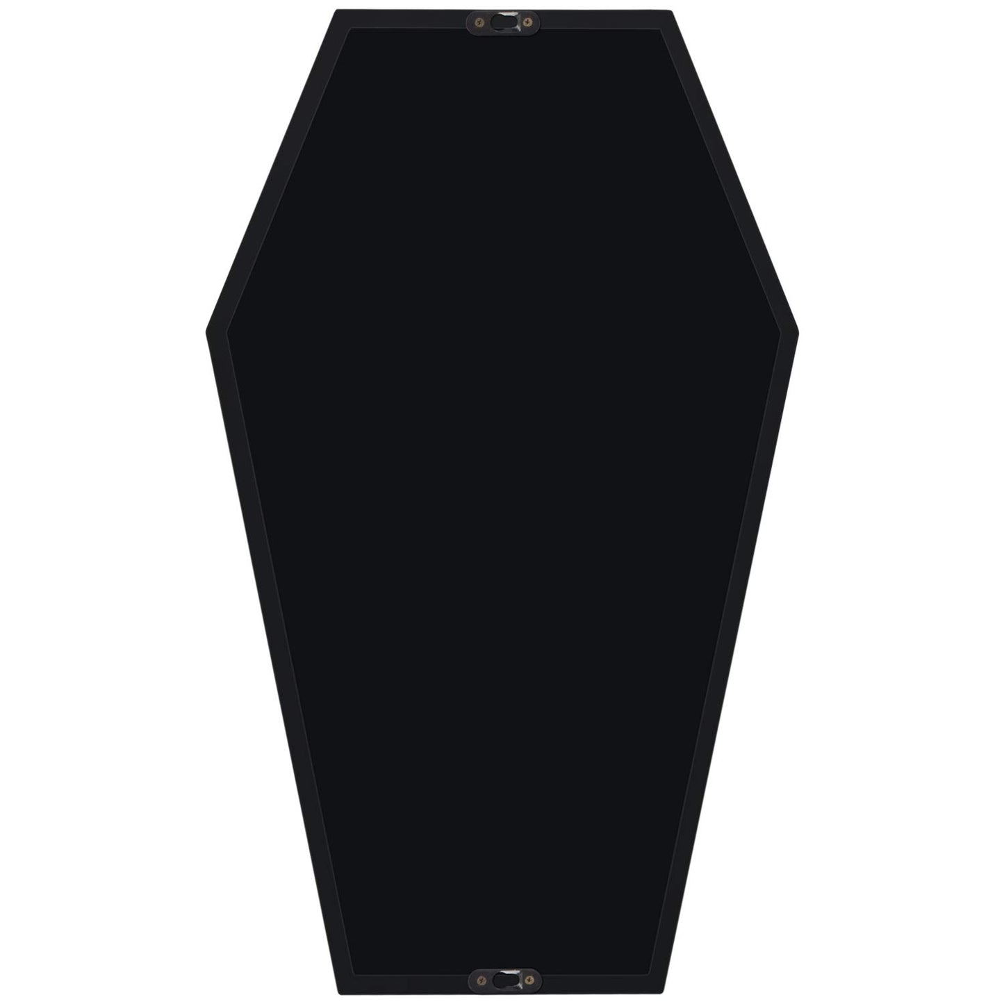 Gothvanity Gothic Coffin Wall Mirror - Spooky Dark Decor for Bedroom Living Room Bathroom, Wooden Sturdy Large Black Mirror with Hooks, Ready to Hang 20x12 Inches