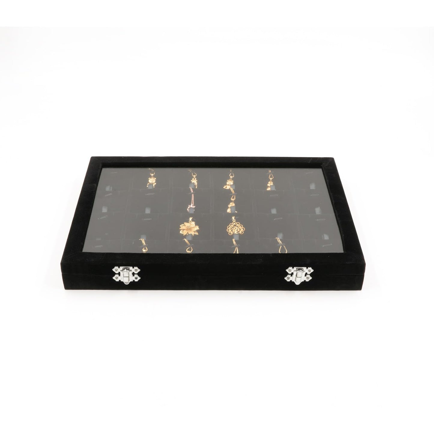 XHMQYC Jewelry Box Necklace Organizer Tray (Black) Necklace Display Case for Storage Jewelry Necklaces Display Stand 24 Slot Pendant Holder for Women