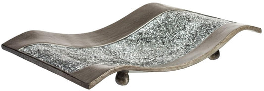 Creative Scents Schonwerk Silver Centerpiece for Dining Room - Crackled Mosaic Design Decorative Tray - Home Decor - Coffee Table Decorations Centerpiece for Dining/Living Room - Great Gift Idea