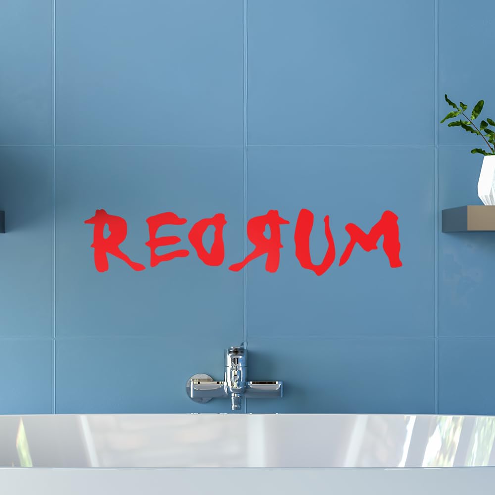 Vinyl Wall Art Decal - Redrum - 6" x 30" - Trendy Scary Halloween Season The Shining Quote Sticker for Living Room Entryway Door Office Coffee Shop Store Windows Spooky Decor