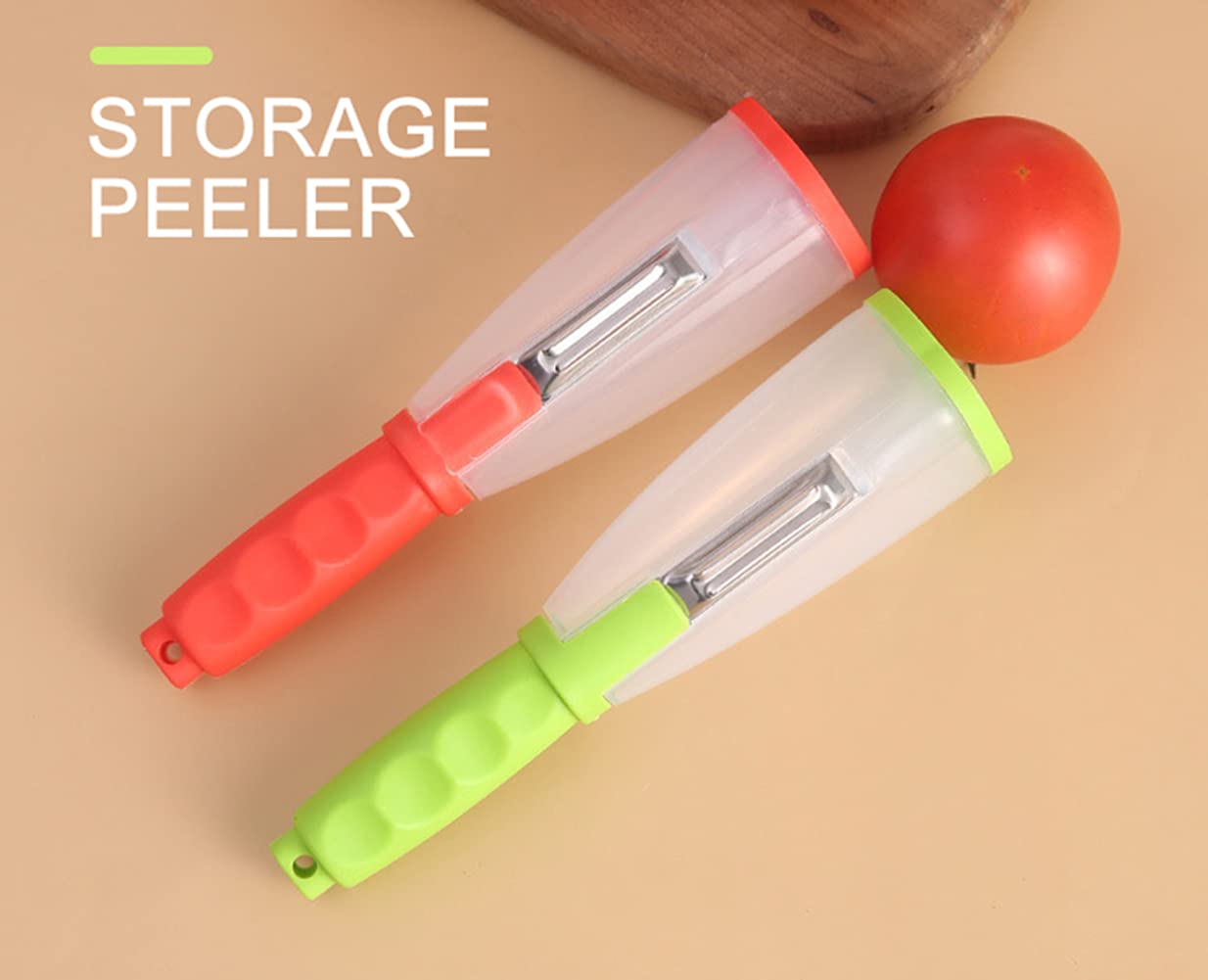 Megqi Multifunctional Storage Type Peeling Knife Peeling Knife With Storage Tube Peeler Peeling Apple Supplies Household Peeling Knife (Green) 21*5.5*5.5