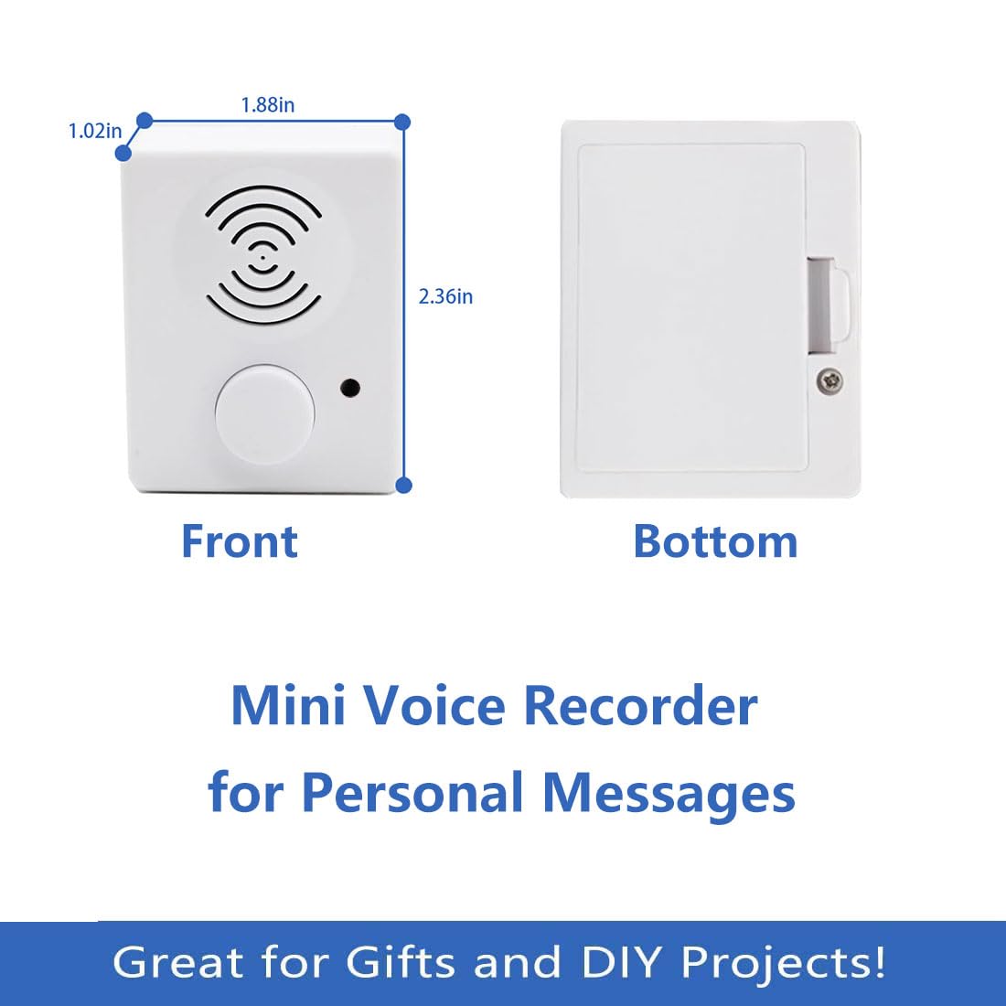 XLW 16 Minutes Voice Recorder for Stuffed Animals,Voice Box for Recordable Presents Button Sound Box for Crafters, Hobbyists, Stuffed Animals,School Presentations,Personalized Items,etc-White-2P
